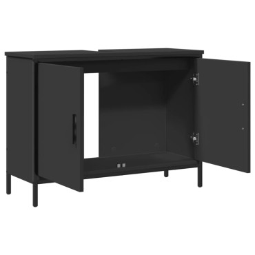 vidaXL Ντουλάπι Νιπτήρα Μπάνιου Μαύρο 80x30x60cm Επεξεργασμένο Ξύλο 1 τεμ.