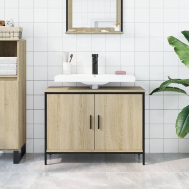 vidaXL Ντουλάπι Νιπτήρα Μπάνιου Sonoma Δρυς 80x30x60cm Επεξ. Ξύλο 1 τεμ.