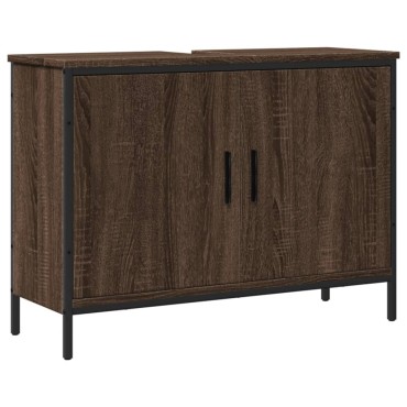 vidaXL Ντουλάπι Νιπτήρα Μπάνιου Καφέ Δρυς 80x30x60cm Επεξ. Ξύλο 1 τεμ.