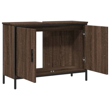 vidaXL Ντουλάπι Νιπτήρα Μπάνιου Καφέ Δρυς 80x30x60cm Επεξ. Ξύλο 1 τεμ.