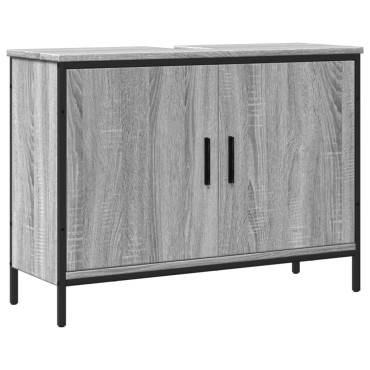 vidaXL Ντουλάπι Νιπτήρα Μπάνιου Γκρι Sonoma 80x30x60cm Επεξ. Ξύλο 1 τεμ.