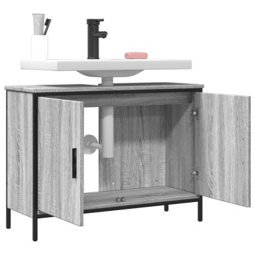 vidaXL Ντουλάπι Νιπτήρα Μπάνιου Γκρι Sonoma 80x30x60cm Επεξ. Ξύλο 1 τεμ.