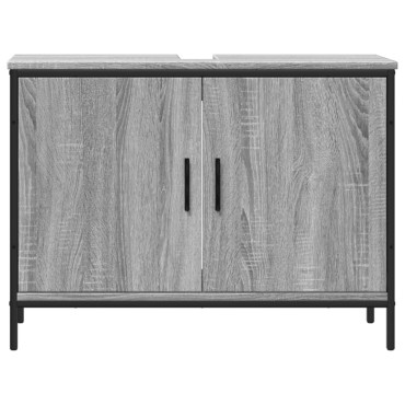 vidaXL Ντουλάπι Νιπτήρα Μπάνιου Γκρι Sonoma 80x30x60cm Επεξ. Ξύλο 1 τεμ.