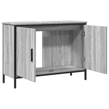 vidaXL Ντουλάπι Νιπτήρα Μπάνιου Γκρι Sonoma 80x30x60cm Επεξ. Ξύλο 1 τεμ.