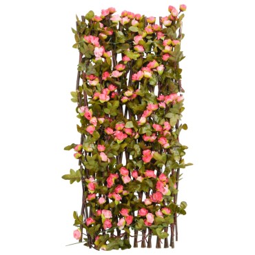 vidaXL Καφασωτό Επεκτεινόμενο 5 Τεμ. Σκ. Ροζ 180x60cm Τεχνητός Κισσός