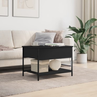 vidaXL Τραπεζάκι Σαλονιού Μαύρο 70x50x50cm Επεξ. Ξύλο/Μέταλλο 1 τεμ.