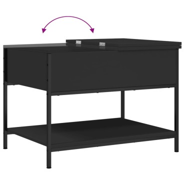 vidaXL Τραπεζάκι Σαλονιού Μαύρο 70x50x50cm Επεξ. Ξύλο/Μέταλλο 1 τεμ.