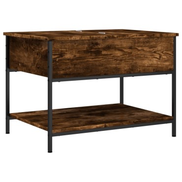 vidaXL Τραπεζάκι Σαλονιού Καπνιστή Δρυς 70x50x50cm Επ. Ξύλο&Μέταλλο 1 τεμ.