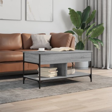 vidaXL Τραπεζάκι Σαλονιού Γκρι Sonoma 100x50x50cm Επεξ. Ξύλο/Μέταλλο 1 τεμ.