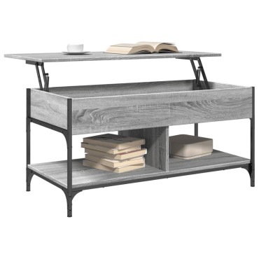 vidaXL Τραπεζάκι Σαλονιού Γκρι Sonoma 100x50x50cm Επεξ. Ξύλο/Μέταλλο 1 τεμ.