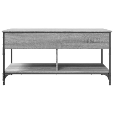 vidaXL Τραπεζάκι Σαλονιού Γκρι Sonoma 100x50x50cm Επεξ. Ξύλο/Μέταλλο 1 τεμ.
