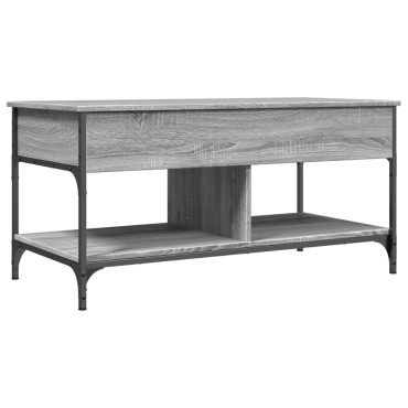 vidaXL Τραπεζάκι Σαλονιού Γκρι Sonoma 100x50x50cm Επεξ. Ξύλο/Μέταλλο 1 τεμ.