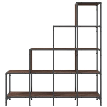 vidaXL Βιβλιοθήκη Καφέ Δρυς 122x30x132cm Επεξεργ. Ξύλο & Μέταλλο 1 τεμ.