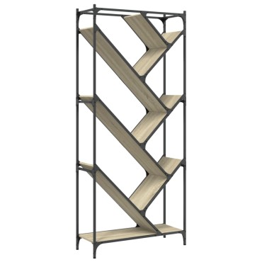 vidaXL Βιβλιοθήκη Sonoma Δρυς 79x30x180cm Επεξεργ. Ξύλο & Μέταλλο 1 τεμ.