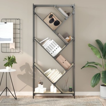 vidaXL Βιβλιοθήκη Sonoma Δρυς 79x30x180cm Επεξεργ. Ξύλο & Μέταλλο 1 τεμ.