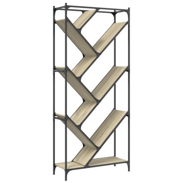 vidaXL Βιβλιοθήκη Sonoma Δρυς 79x30x180cm Επεξεργ. Ξύλο & Μέταλλο 1 τεμ.
