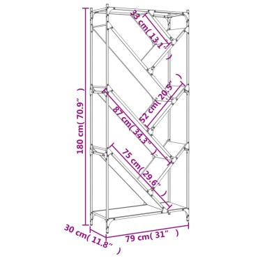 vidaXL Βιβλιοθήκη Sonoma Δρυς 79x30x180cm Επεξεργ. Ξύλο & Μέταλλο 1 τεμ.