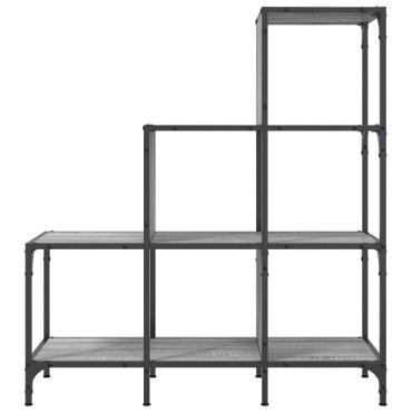 vidaXL Βιβλιοθήκη Γκρι Sonoma 92x30x102cm Επεξεργ. Ξύλο & Μέταλλο 1 τεμ.