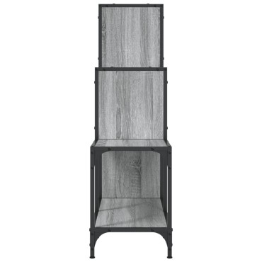 vidaXL Βιβλιοθήκη Γκρι Sonoma 92x30x102cm Επεξεργ. Ξύλο & Μέταλλο 1 τεμ.