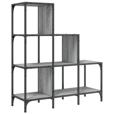 vidaXL Βιβλιοθήκη Γκρι Sonoma 92x30x102cm Επεξεργ. Ξύλο & Μέταλλο 1 τεμ.