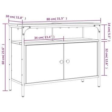 vidaXL Ντουλάπι Νιπτήρα Μπάνιου Καπνιστή Δρυς 80x30x60cm Επεξ. Ξύλο 1 τεμ.