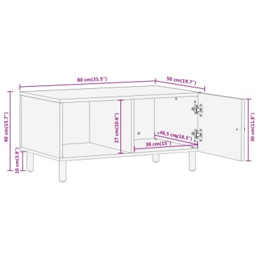vidaXL Τραπεζάκι Σαλονιού 80x50x40cm από Μασίφ Ξύλο Μάνγκο 1 τεμ.