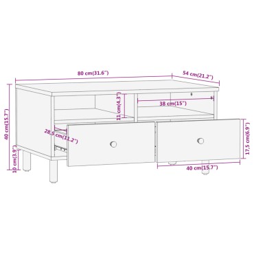 vidaXL Τραπεζάκι Σαλονιού 80x54x40cm από Μασίφ Ξύλο Μάνγκο 1 τεμ.