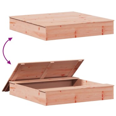 vidaXL Αμμοδόχος με Κάλυμμα 111x111x19,5 εκ. Μασίφ Ξύλο Ψευδοτσούγκας