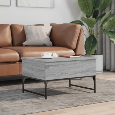 vidaXL Τραπεζάκι Σαλονιού Γκρι Sonoma 70x50x40cm Επεξ. Ξύλο/Μέταλλο 1 τεμ.