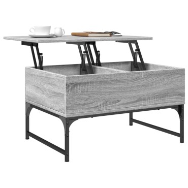 vidaXL Τραπεζάκι Σαλονιού Γκρι Sonoma 70x50x40cm Επεξ. Ξύλο/Μέταλλο 1 τεμ.