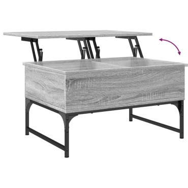 vidaXL Τραπεζάκι Σαλονιού Γκρι Sonoma 70x50x40cm Επεξ. Ξύλο/Μέταλλο 1 τεμ.