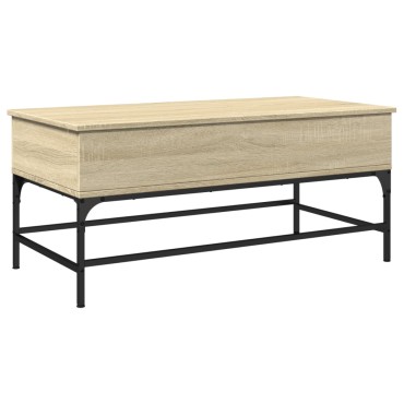 vidaXL Τραπεζάκι Σαλονιού Sonoma Δρυς 100x50x45cm Επεξ. Ξύλο + Μέταλλο 1 τεμ.