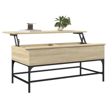 vidaXL Τραπεζάκι Σαλονιού Sonoma Δρυς 100x50x45cm Επεξ. Ξύλο + Μέταλλο 1 τεμ.