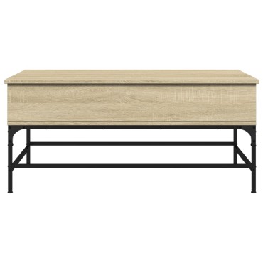 vidaXL Τραπεζάκι Σαλονιού Sonoma Δρυς 100x50x45cm Επεξ. Ξύλο + Μέταλλο 1 τεμ.