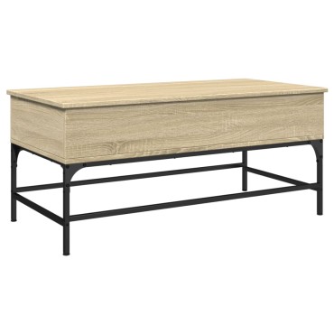 vidaXL Τραπεζάκι Σαλονιού Sonoma Δρυς 100x50x45cm Επεξ. Ξύλο + Μέταλλο 1 τεμ.