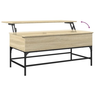 vidaXL Τραπεζάκι Σαλονιού Sonoma Δρυς 100x50x45cm Επεξ. Ξύλο + Μέταλλο 1 τεμ.