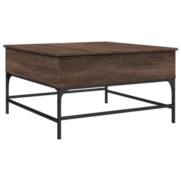 vidaXL Τραπεζάκι Σαλονιού Καφέ Δρυς 80x80x45cm Επεξ. Ξύλο/Μέταλλο 1 τεμ.