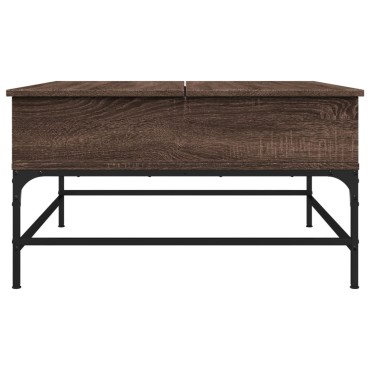 vidaXL Τραπεζάκι Σαλονιού Καφέ Δρυς 80x80x45cm Επεξ. Ξύλο/Μέταλλο 1 τεμ.