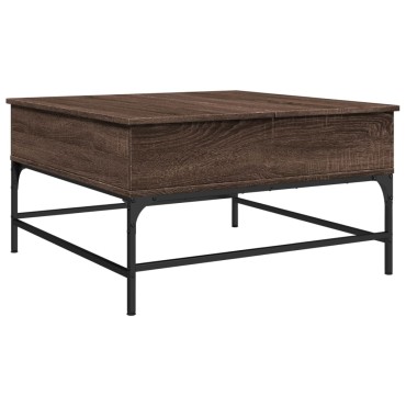 vidaXL Τραπεζάκι Σαλονιού Καφέ Δρυς 80x80x45cm Επεξ. Ξύλο/Μέταλλο 1 τεμ.