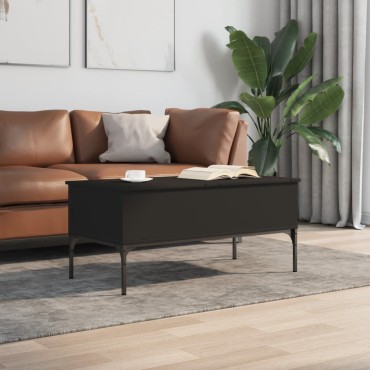 vidaXL Τραπεζάκι Σαλονιού Μαύρο 100x50x45cm Επεξ. Ξύλο & Μέταλλο 1 τεμ.