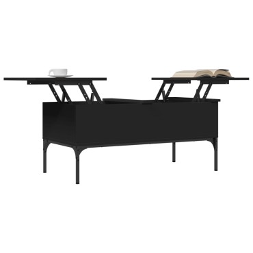 vidaXL Τραπεζάκι Σαλονιού Μαύρο 100x50x45cm Επεξ. Ξύλο & Μέταλλο 1 τεμ.