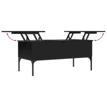 vidaXL Τραπεζάκι Σαλονιού Μαύρο 100x50x45cm Επεξ. Ξύλο & Μέταλλο 1 τεμ.