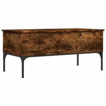 vidaXL Τραπεζάκι Σαλονιού Καπνιστή Δρυς 100x50x45cm Επ. Ξύλο/Μέταλλο 1 τεμ.