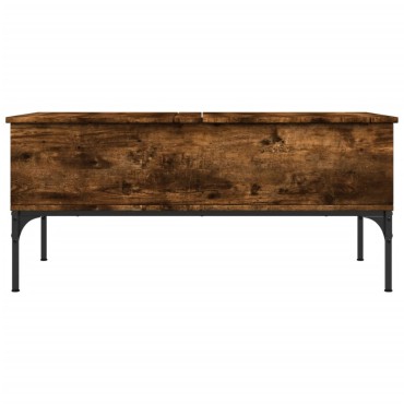 vidaXL Τραπεζάκι Σαλονιού Καπνιστή Δρυς 100x50x45cm Επ. Ξύλο/Μέταλλο 1 τεμ.