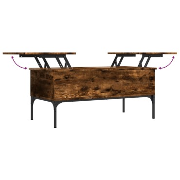 vidaXL Τραπεζάκι Σαλονιού Καπνιστή Δρυς 100x50x45cm Επ. Ξύλο/Μέταλλο 1 τεμ.
