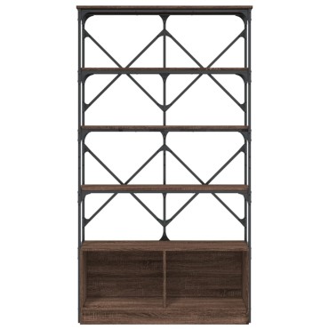 vidaXL Βιβλιοθήκη Καφέ Δρυς 100x26x180cm Επεξεργ. Ξύλο & Μέταλλο 1 τεμ.