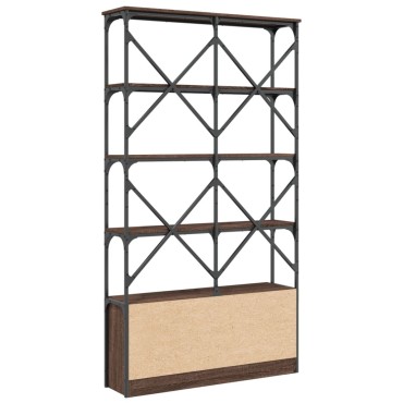 vidaXL Βιβλιοθήκη Καφέ Δρυς 100x26x180cm Επεξεργ. Ξύλο & Μέταλλο 1 τεμ.