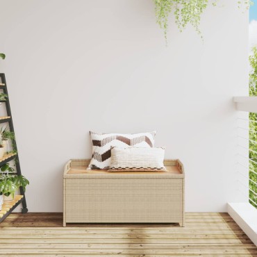 vidaXLΠάγκος Αποθ.Κήπου Μικτό Μπεζ 100x50x52cm Συνθ.Ρατάν/Ξύλο Ακακίας