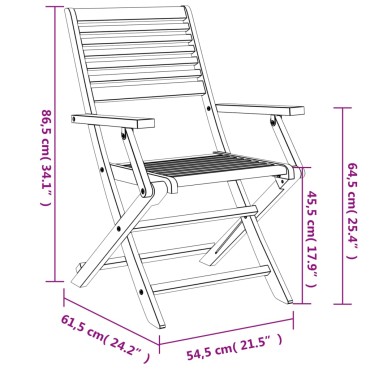 vidaXL Καρέκλες Κήπου Πτυσσόμενες 4 τεμ. 54,5x61,5x86,5cm Μασίφ Ακακία