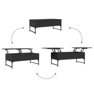 vidaXL Τραπεζάκι Σαλονιού Μαύρο 100x50x40cm Επ. Ξύλο & Μέταλλο 1 τεμ.